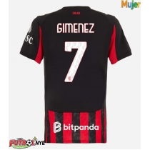 Camiseta AC Milan Santiago Gimenez #7 Primera Equipación para mujer 2025-26 manga corta